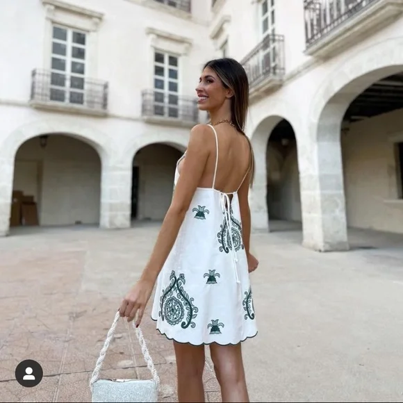 ZARA EMBROIDERED MINI DRESS SIZE SMALL - Picture 3 of 16